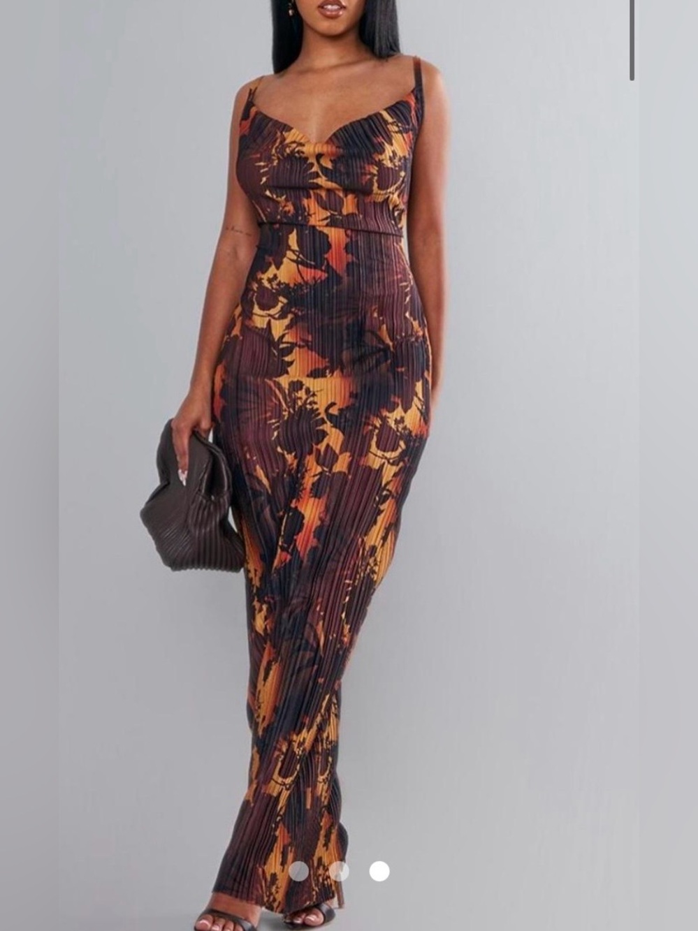 Unbranded sexy Sleeveless Floral Maxi Dress in Brown & Orange ❤️ Wrinkle Free !